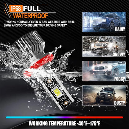 Compatible For Nissan Maxima 2016-2018 H8 H9 High/Low Beam H11 Fog Light Bulbs, 600% Brightness 6500K White with Cooling Fan, Plug and Play, IP68 Pack of 6