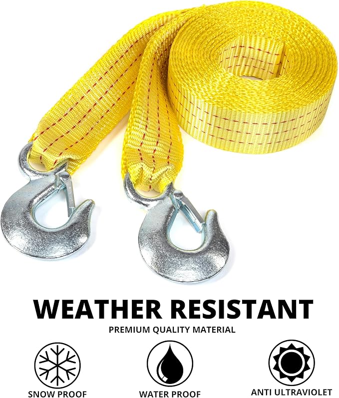 NEIKO 51005A Heavy-Duty Tow Strap with Hooks 2 Pack, 2 Inches by 20 Feet, Woven Polyester Webbing, and 10,000-Pound Capacity, HD Truck Recovery Strap and ATV Tow Strap, Tow Rope for Vehicles