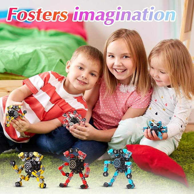 Gokeey Transformable Fidget Spinners for Kids and Adults Stress Relief Sensory Toys for Boys and Girls Fingertip Gyros for Kids Classroom Birthday Party Favors