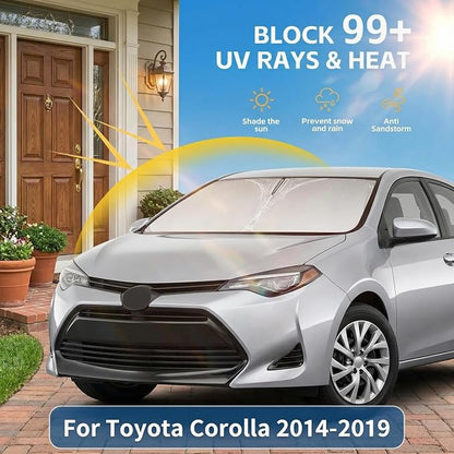 for Toyota Corolla 2014-2019 Windshield Sun Shade - Custom Fit Front Window Shade Corolla Accessories Sun Visor Foldable Shade Blocks UV Rays Summer Must Have Car Accessories
