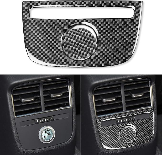 Real Premium Carbon Fiber Compatible with Audi A3 S3 RS3 8V 2013 2014 2015 2016 2017 2018 2019 Car Rear Center Console air Conditioning Vents Decor Cover Auto Interior Accessories Black