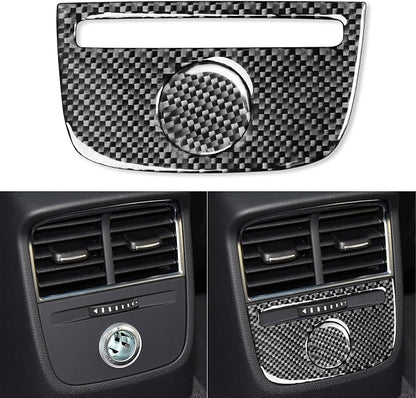 Real Premium Carbon Fiber Compatible with Audi A3 S3 RS3 8V 2013 2014 2015 2016 2017 2018 2019 Car Rear Center Console air Conditioning Vents Decor Cover Auto Interior Accessories Black