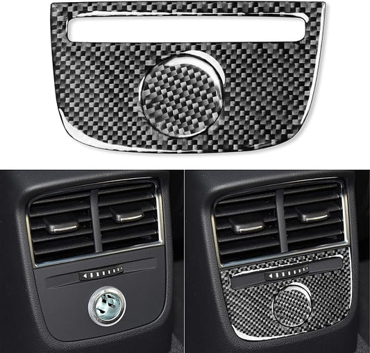 Real Premium Carbon Fiber Compatible with Audi A3 S3 RS3 8V 2013 2014 2015 2016 2017 2018 2019 Car Rear Center Console air Conditioning Vents Decor Cover Auto Interior Accessories Black