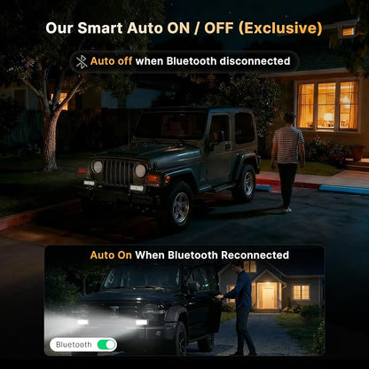 LED Pod Lights Flood Beam, Smart App Controlled Off Road Driving Lights Supports CarPlay/Android Auto, IP67 Waterproof 6000K White Lamps for Trucks, ATV, UTV, SUV, Boat (7 Inch)