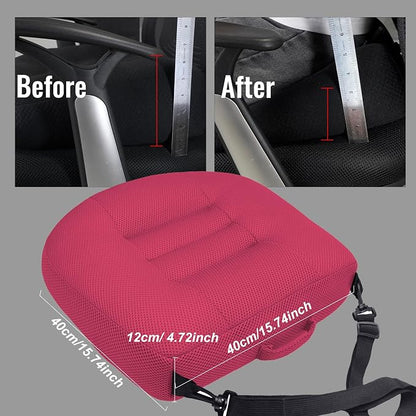 Universal Booster Seat Cushion with Adjustable Height, Breathable Mesh Portable Design with Straps, Improve Vision Improve Sitting Posture Stress Relief Driving Office Family Outdoor - Pink