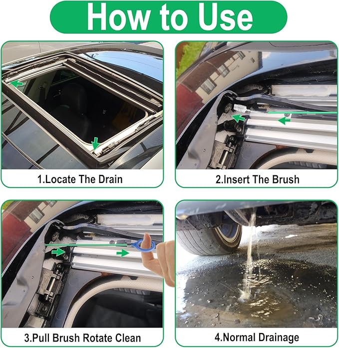 ecocstm Auto Sunroof Drain Cleaning Tool, 196 Inch Flexible Tube Cleaning Brush, Flexible Drain Brush Extra Long Pipe Cleaners for Car, Car Sunroof Drain Hole Cleaner for Drains, Sewers, Windshields