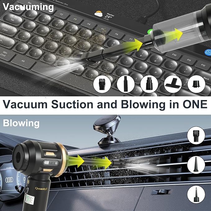 Handheld Car Vacuum Cleaner 17000Pa High Power, 3-In-1 Mini Car Vacuum Portable Cordless, 6000Mah Battery, 3-Speed Brushless Motor Powerful Handheld Vacuum Cordless with Led Light 3 for Home, Pet Hair