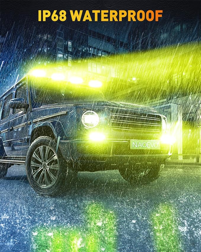 NAOEVO 6 Inch LED Light Bar, 50W 4000LM LED Off Road/Fog/Driving Lights, Spot & Flood Combo for Trucks, Cars, Boat, ATV, UTV, 2 Pcs (Yellow&Green)