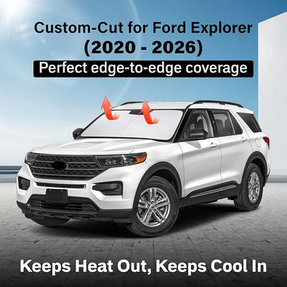 EcoNour Windshield Sunshade Compatible for Ford Explorer 2020-2024 2025 2026, Sun Visor for Front Windshield & Window Sun Shade Cover, UV Heat Blocker & Protector, Car Accessories