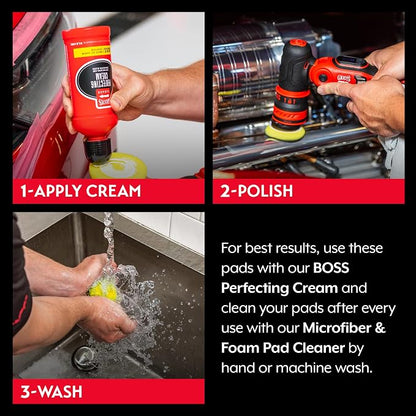 Griot's Garage 2” Perfecting Foam Pads for Car Polishing and Detailing, Buffing Pads for Paint Correction, Polishing, and Waxing, Yellow, Set of 4