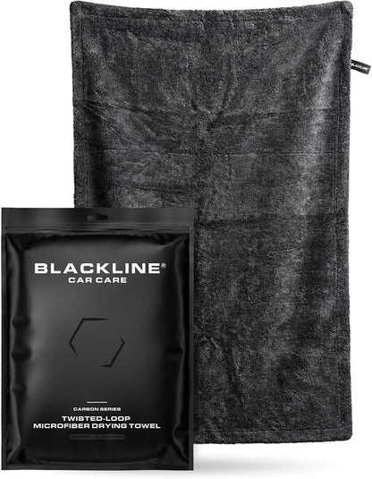 Blackline 24"x36" Twisted-Loop Car Drying Towel, 1300GSM, Streak Free, Lint Free, Reusable - Car Accessories, Microfiber Cleaning Cloth for Car, Truck, SUV - One Pass is All You Need