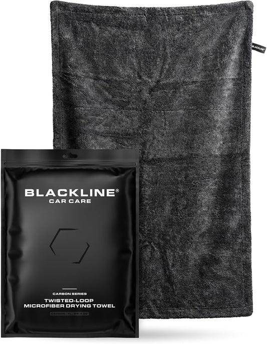 Blackline 24"x36" Twisted-Loop Car Drying Towel, 1300GSM, Streak Free, Lint Free, Reusable - Car Accessories, Microfiber Cleaning Cloth for Car, Truck, SUV - One Pass is All You Need