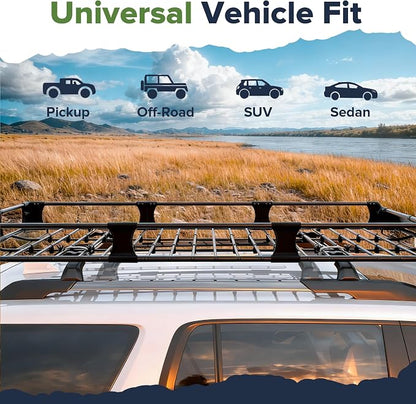 ARKSEN 2-in-1 Foldable Fairing Roof Rack Cargo Basket with Waterproof Bag, 82" x 39" Heavy Duty Steel Rooftop Carrier, 250 lbs Max Load, Fits SUV Truck Pickup for Kayaks, Canoes & Luggage