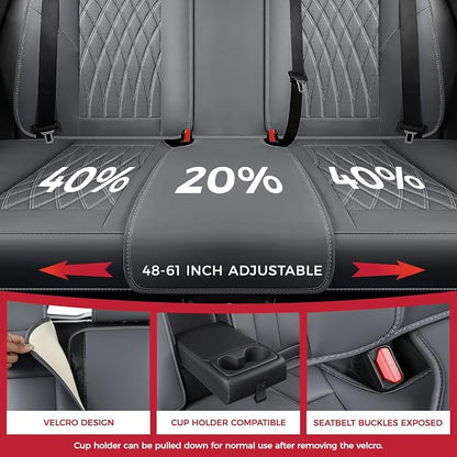 FREESOO Gray Car Seat Cover Full Set - Faux Nappa Leather Seat Covers for Cars, Luxury Breathable Waterproof Front Seats Cushion Protectors with Lumbar Support, Universal Fit for Sedans SUVs Pickups
