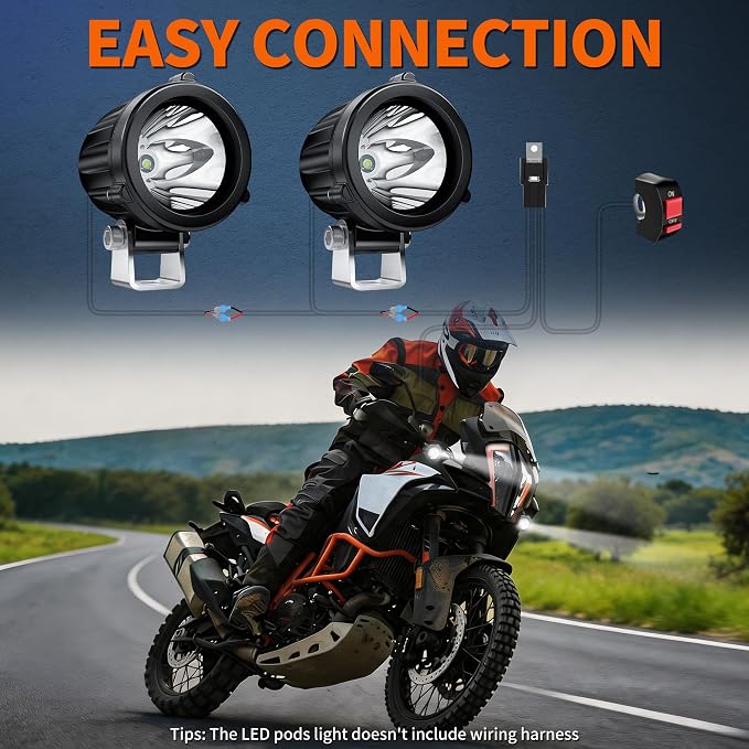 4WDKING 2" LED Round Light 20W Spot Driving Light Waterproof Off-Road Work Lamp for Motorcycle, ATV, UTV, Dirt Bike, 4x4 Pickup Truck, Boat, Trailer - Pack of 2