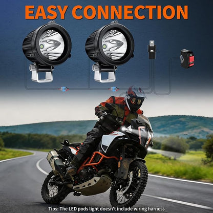 4WDKING 2" LED Round Light 20W Spot Driving Light Waterproof Off-Road Work Lamp for Motorcycle, ATV, UTV, Dirt Bike, 4x4 Pickup Truck, Boat, Trailer - Pack of 2