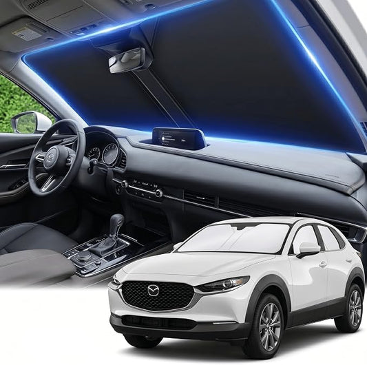 for 2019-2024 2025 2026 Mazda CX-30 CX30 Windshield Sun Shade, Front Window Shade Custom Fit CX30 Accessories Sun Visor Foldable Shade Blocks UV Rays Summer Must Have Car Accessories
