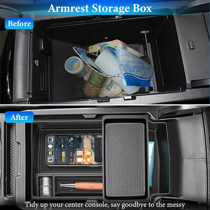 YPHUIKI 3PCS Center Console Organizer Compatible with Honda CRV 2023 2024 2025 2026 Accessories CR-V Hybrid Armrest Organizer Tray Hidden Storage Box ABS Material