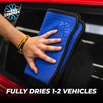 The Rag Company Dry Me A River, Professional Korean 70/30 Blend Microfiber Waffle-Weave Drying & Detailing Towels, Soft Suede Edges, 390 GSM, 16x24 Inches, Royal Blue, 3-Pack