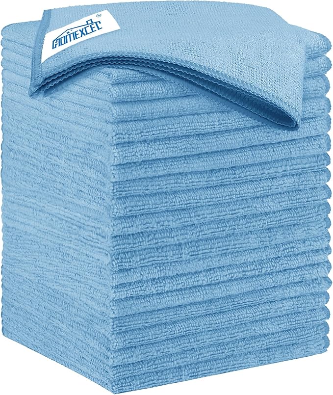 HOMEXCEL Blue Microfiber Cleaning Cloth 20 Pack 11.5 x 11.5 inch Microfiber Towels for Cars Ultra Absorbent Car Washing Cloth Lint Free Streak Free Cleaning Rags for Car, Kitchen Window