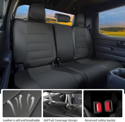 Lolcar Tacoma Back Seat Covers Custom for Select Toyota Tacoma (Hybrid) 2024 2025 2026 Double cab TRD Sport,TRD Off-Road,Limited,Trailhunter- Second Row Only,Leather(Black)
