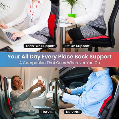 AJUVIA Back Vitalizer Lumbar Support Pillow | 4000+ Doctor Trusted Ergonomic Pillow Support for Office Chair, Home & Car | 3 Second Pain Relief, Better Posture, Sciatica & Lower Back Relief