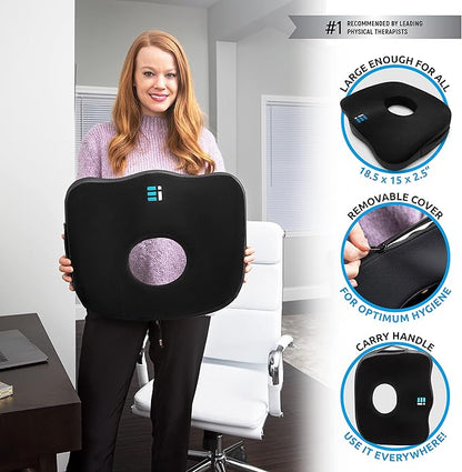 Premium Large Donut Pillow for Tailbone Pain Relief - Hemorrhoid Pillow for Sitting, Coccyx Support, Postpartum Recovery, Pressure Sores, Post Surgery and Sciatica, Orthopedic Donut Seat Cushion