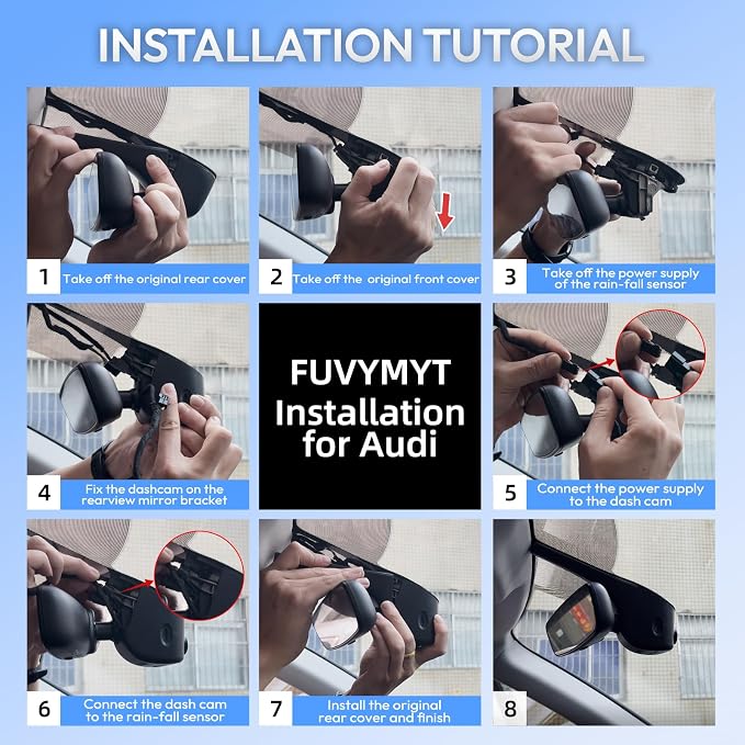 Dual Channel 4K & 1080P Dash Cam for Audi 2019-2026 A4 A6 Allroad A3 A5 Q5 S4 S6 Q7 A8 Q8 S8 TT A7 S5 Q3 e-tron,OEM Style,Loop Recording,Easy Installation,WiFi & App,128G Card