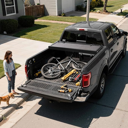 OEDRO Low-Profile Hard Tri-Fold Tonneau Cover Compatible with Toyota Tacoma 2024 2025 2026 (Excl. Trail Edition) 5ft Bed with Tacoma Bed Rail, One-Handed Quick Release, Drainage Design
