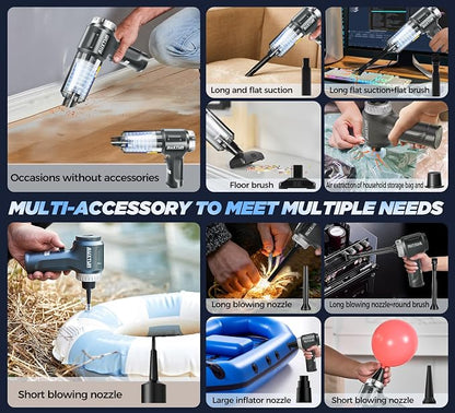 Handheld Vacuum Cordless-3 in 1 Car Vacuum Cleaner High Power-Brushless Motor 12000PA,Super Suction Power Vacuums-Cable-Small, Portable and Rechargeable Cleaner for Car