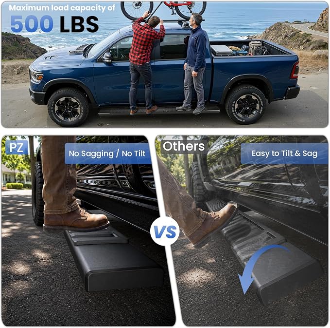 PZ 6" Running Boards Anti-Slip Side Steps Compatible with Chevy Silverado/GMC Sierra 1500 Double Cab 2019-2025, 2020-2025 for 2500HD 3500HD,500LBS No Drill Truck Running Boards Direct Fit Nerf Bar
