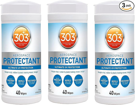 303 (30321) UV Protectant Wipes for Vinyl pMdKwC, Plastic, Rubber, Fiberglass, Leather & More Dust and Dirt Repellant - Non-Toxic, Matte Finish, 120 Towelettes