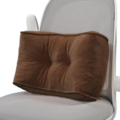 Lumbar Support Pillow for Office Chairs, Bite-Size Natural Latex Foam Back Support Pillow for Lower Back Pain Relief, Soft & Support Corduroy Desk Chair Cushion, M, Brown