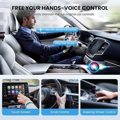 GRAYWATER Wireless CarPlay Adapter,Convert OEM Wired to Wireless Car Play Dongle Fit for Cars 2015+ & for Apple iPhone iOS 10+,Innovative Seamless Control Plug & Play (Light Gray)