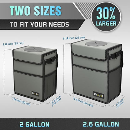 K KNODEL Car Trash Can, Waterproof Garbage Can, Trash Bag with Lid, Leak-Proof Car Bin, Trash Hanging Bag for SUV (Large, Gray)
