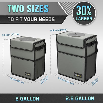K KNODEL Car Trash Can, Waterproof Garbage Can, Trash Bag with Lid, Leak-Proof Car Bin, Trash Hanging Bag for SUV (Medium, Gray)