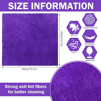 Tallew 15 Pcs 15 Pcs Car Microfiber Towels Buffing Drying Wash Cleaning Cloths Plush Large Towels Thick Care Polishing Detailing Waxing Scratch Proof Towel, 15.75 x 15.75 Inch (Purple)