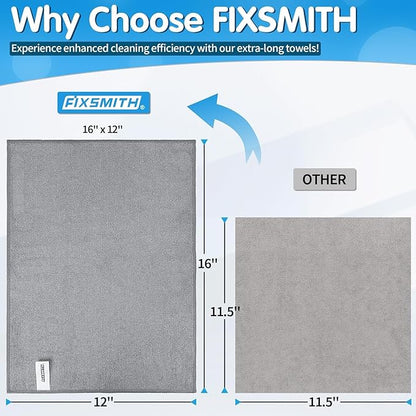 FIXSMITH Grey Microfiber Cleaning Cloth -Pack of 24, Highly Absorbent Cleaning Rags, 16"X12" All Purpose Cleaning Towels for Housekeeping, Kitchen, Car, Lint Free and Reusable Microfiber Towels