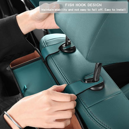 HOLDCY Car Back Seat Organizer with 2 Drink Cup Holder - Tissue Box and Storage Box Hook - Multi-functional Storage - Great for Kids and Travel (Blue)