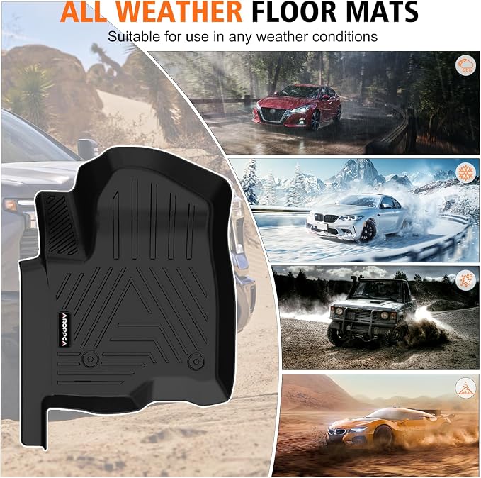 Floor Mats for 2019-2025 Chevy Silverado/GMC Sierra 1500 Crew Cab, 2020-2025 Chevrolet Silverado/GMC Sierra 2500HD/3500HD Crew Cab with Rear Under-Seat Storage, Floor Liners for Silverado Accessories