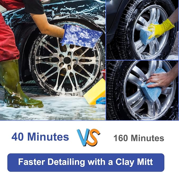 Clay Mitt 2 Pack, Clay Bar Mitt for Car Detailing Fine Grade Towel Reusable Wash Glove for Car Detailing and Polishing