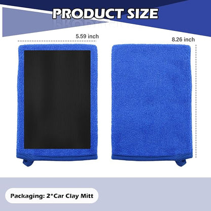 2PCS Car Clay Mitt Auto Detailing,Anti-Scratch Soft Clay Bar Mit for Car Surface Detailing,Reusable Clays Mitt for Cars Detailings as Clays Towel for Paint,Glass,Metal