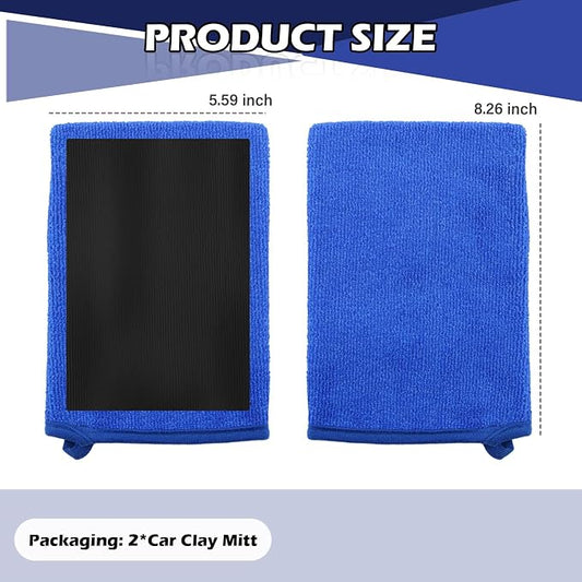 2PCS Car Clay Mitt Auto Detailing,Anti-Scratch Soft Clay Bar Mit for Car Surface Detailing,Reusable Clays Mitt for Cars Detailings as Clays Towel for Paint,Glass,Metal
