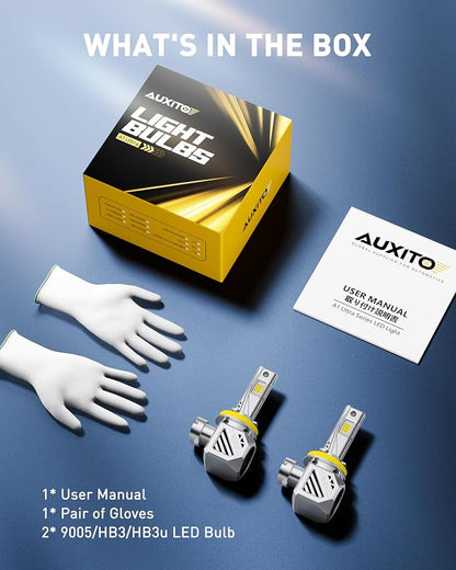 AUXITO H11 H8 H9 Bulbs, 48000LM 1000% Brighter 6500K Cool White Light with Fan, LED Fog Light 30 Years Lifespan, No Flicker
