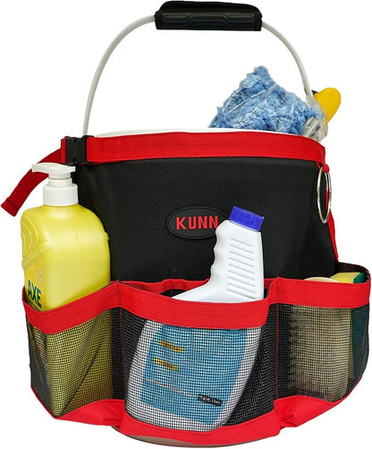 KUNN Car Wash Bucket Tool Organizer for 5 Gallon Bucket with Towel Holder Ring,Soap Pockets Cleaning Bucket Organizer Water-Resistant Mesh Pockets for Clean Supplier,Car Wash Supplier Red