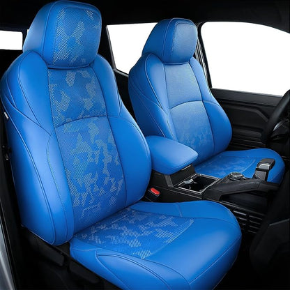 Carlimeki Leather Seat Covers Custom Fit for Tacoma Gen 4th (2024-2026) Double Cab, for SR, SR5, TRD PreRunner, TRD Sport, TRD Off-Road, Limited, Trailhunter - Armrest Covers Included - Fully Covered