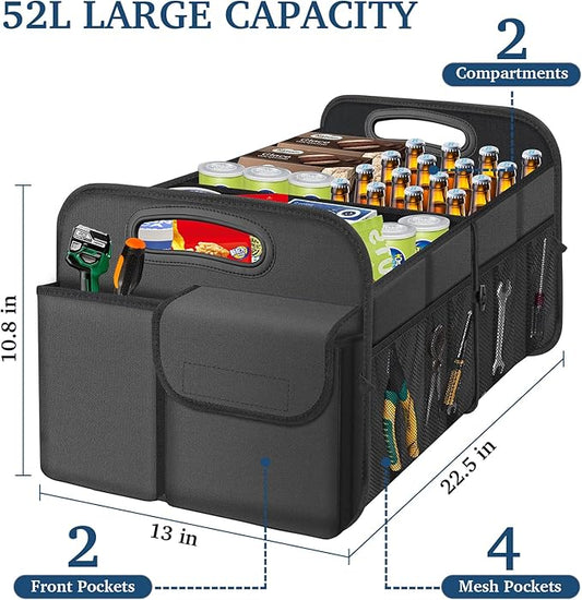 Femuar Car Trunk Organizer, Car Storage Organizer with Large Capacity Waterproof Collapsible Trunk Organizer for Car Suv/Jeep/Sedan (Grey, Standard)