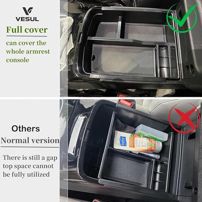 Compatible with Kia Telluride 2026-2020 Center Console Armrest Storage Tray Box ABS Insert Organizer Glove Console Separation Glove Pallet Phone Holder Full Cover