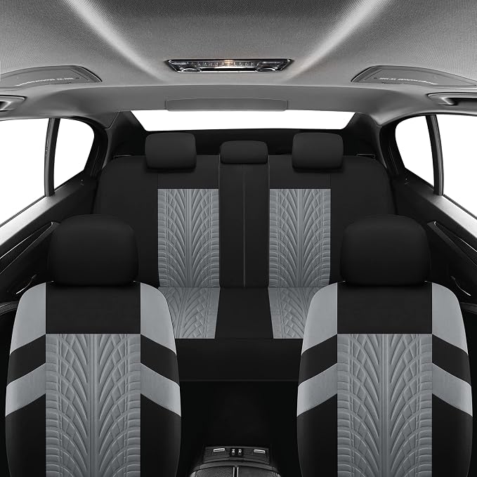 VarCozy Car Seat Covers Full Set, Front & Split Rear Bench for Car, Universal Cloth SUV, Sedan, Van, Automotive Interior Covers, Airbag Compatible