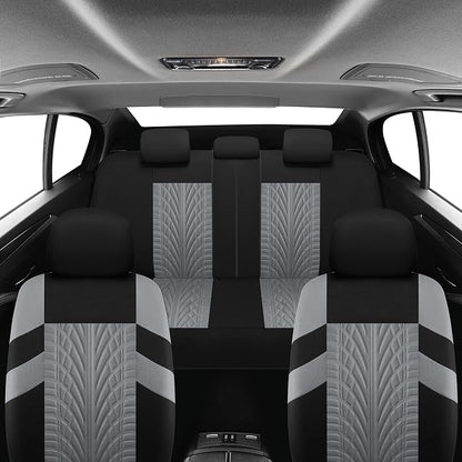 VarCozy Car Seat Covers Full Set, Front & Split Rear Bench for Car, Universal Cloth SUV, Sedan, Van, Automotive Interior Covers, Airbag Compatible